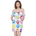 Paw Print Shoulder Frill Bodycon Summer Dress View3