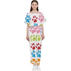 Paw Print Batwing Lightweight Chiffon Jumpsuit by artworkshop