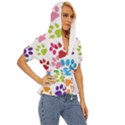 Paw Print Lightweight Drawstring Hooded Top View3