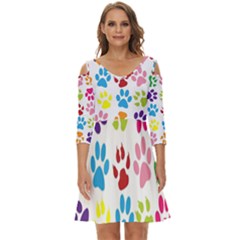 Paw Print Shoulder Cut Out Zip Up Dress by artworkshop