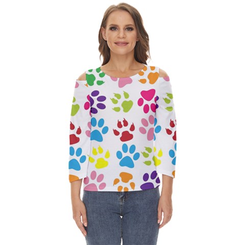 Paw Print Cut Out Wide Sleeve Top by artworkshop