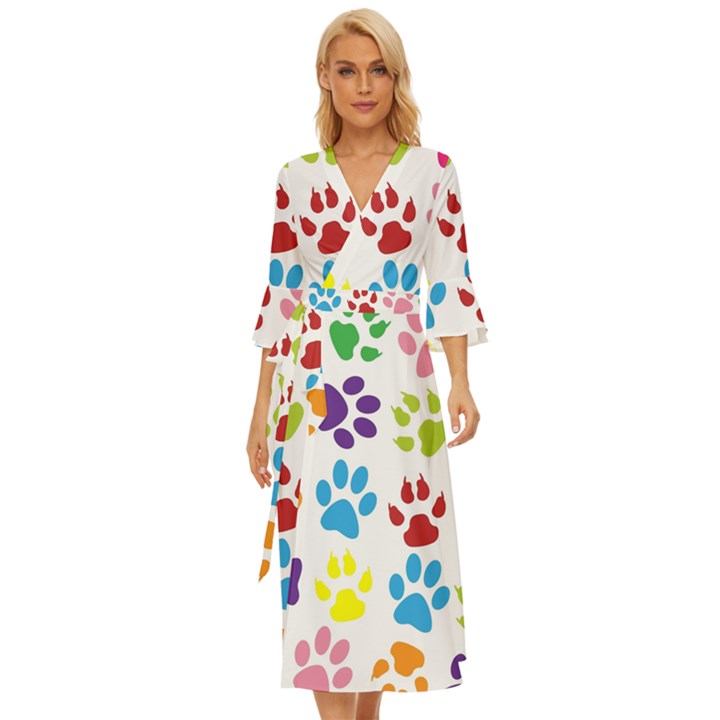 Paw Print Midsummer Wrap Dress