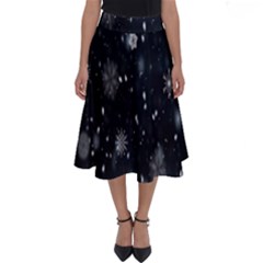 Snowflakes Snow Perfect Length Midi Skirt by artworkshop