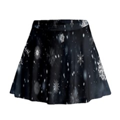 Snowflakes Snow Mini Flare Skirt by artworkshop