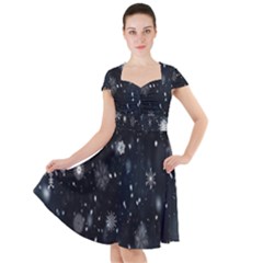 Snowflakes Snow Cap Sleeve Midi Dress by artworkshop