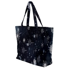 Snowflakes Snow Zip Up Canvas Bag by artworkshop