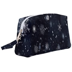 Snowflakes Snow Wristlet Pouch Bag (large) by artworkshop