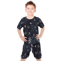 Snowflakes Snow Kids  Tee And Shorts Set by artworkshop