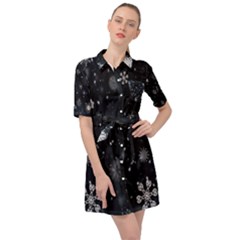 Snowflakes Snow Belted Shirt Dress by artworkshop