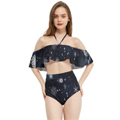 Snowflakes Snow Halter Flowy Bikini Set  by artworkshop