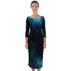 Stars Sky Space Quarter Sleeve Midi Bodycon Dress by artworkshop