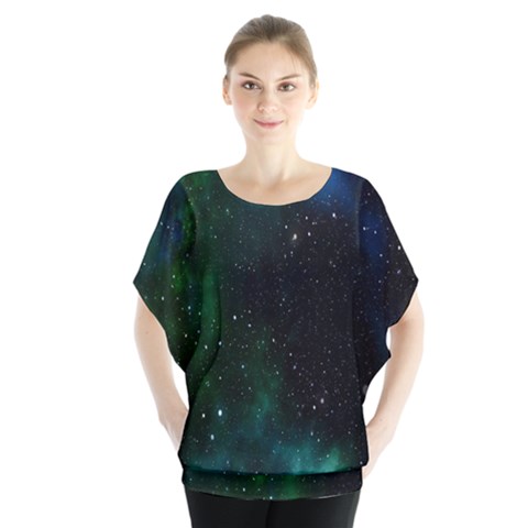 Stars Sky Space Batwing Chiffon Blouse by artworkshop