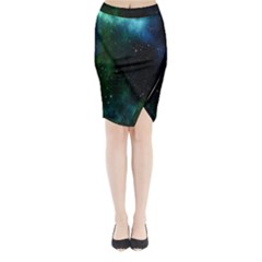 Stars Sky Space Midi Wrap Pencil Skirt by artworkshop