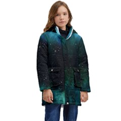 Stars Sky Space Kid s Hooded Longline Puffer Jacket by artworkshop