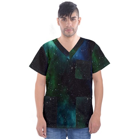 Stars Sky Space Men s V-neck Scrub Top by artworkshop