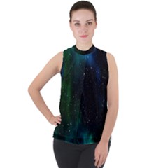 Stars Sky Space Mock Neck Chiffon Sleeveless Top by artworkshop