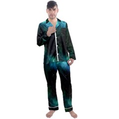 Stars Sky Space Men s Long Sleeve Satin Pajamas Set by artworkshop