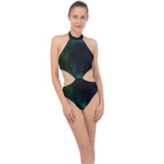 Stars Sky Space Halter Side Cut Swimsuit by artworkshop