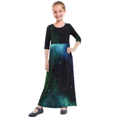 Stars Sky Space Kids  Quarter Sleeve Maxi Dress by artworkshop