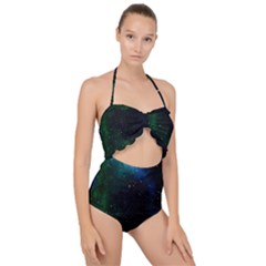 Stars Sky Space Scallop Top Cut Out Swimsuit by artworkshop