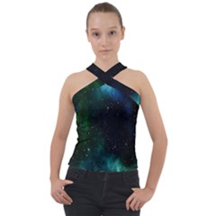 Stars Sky Space Cross Neck Velour Top by artworkshop