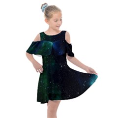 Stars Sky Space Kids  Shoulder Cutout Chiffon Dress by artworkshop