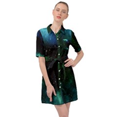 Stars Sky Space Belted Shirt Dress