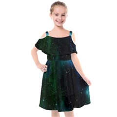 Stars Sky Space Kids  Cut Out Shoulders Chiffon Dress by artworkshop