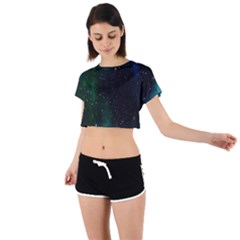 Stars Sky Space Tie Back Short Sleeve Crop Tee by artworkshop