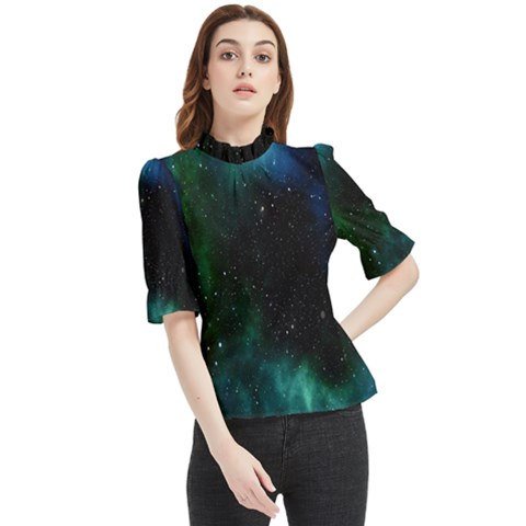 Stars Sky Space Frill Neck Blouse by artworkshop