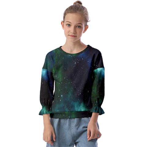 Stars Sky Space Kids  Cuff Sleeve Top by artworkshop