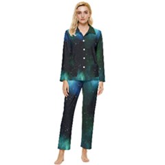 Stars Sky Space Womens  Long Sleeve Velvet Pocket Pajamas Set by artworkshop