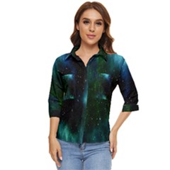 Stars Sky Space Women s Quarter Sleeve Pocket Shirt