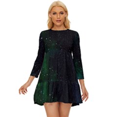 Stars Sky Space Long Sleeve Babydoll Dress by artworkshop