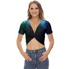 Stars Sky Space Twist Front Crop Top