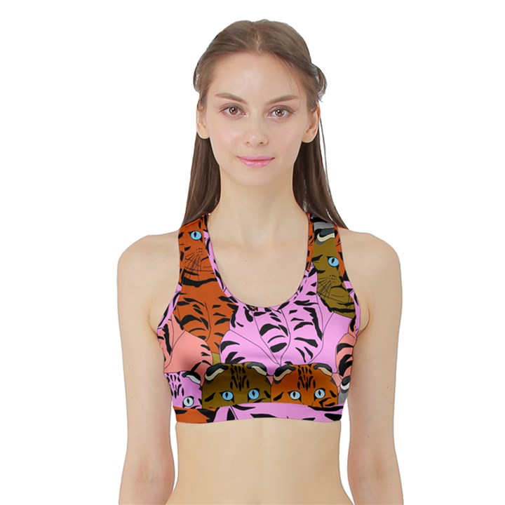 Tileable Seamless Cat Kitty Sports Bra with Border