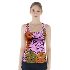 Tileable Seamless Cat Kitty Racer Back Sports Top by artworkshop