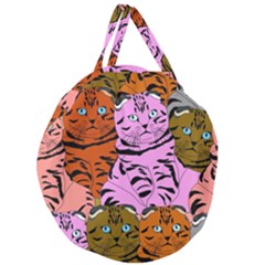 Tileable Seamless Cat Kitty Giant Round Zipper Tote by artworkshop