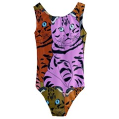 Tileable Seamless Cat Kitty Kids  Cut-out Back One Piece Swimsuit