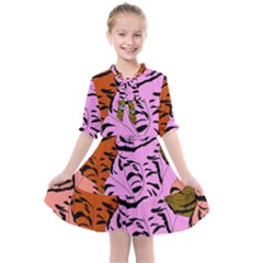 Tileable Seamless Cat Kitty Kids  All Frills Chiffon Dress by artworkshop