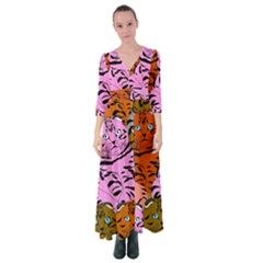 Tileable Seamless Cat Kitty Button Up Maxi Dress by artworkshop