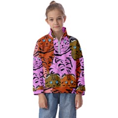 Tileable Seamless Cat Kitty Kids  Half Zip Hoodie