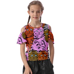 Tileable Seamless Cat Kitty Kids  Butterfly Cutout Tee by artworkshop