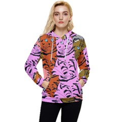 Tileable Seamless Cat Kitty Women s Lightweight Drawstring Hoodie