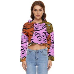 Tileable Seamless Cat Kitty Women s Lightweight Cropped Hoodie