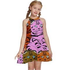 Tileable Seamless Cat Kitty Kids  Halter Collar Waist Tie Chiffon Dress