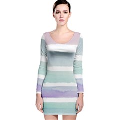 Watercolor Long Sleeve Velvet Bodycon Dress by artworkshop