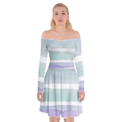 Watercolor Off Shoulder Skater Dress by artworkshop