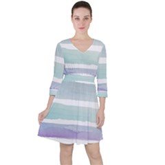 Watercolor Quarter Sleeve Ruffle Waist Dress by artworkshop