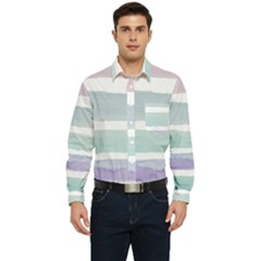 Watercolor Men s Long Sleeve Pocket Shirt 